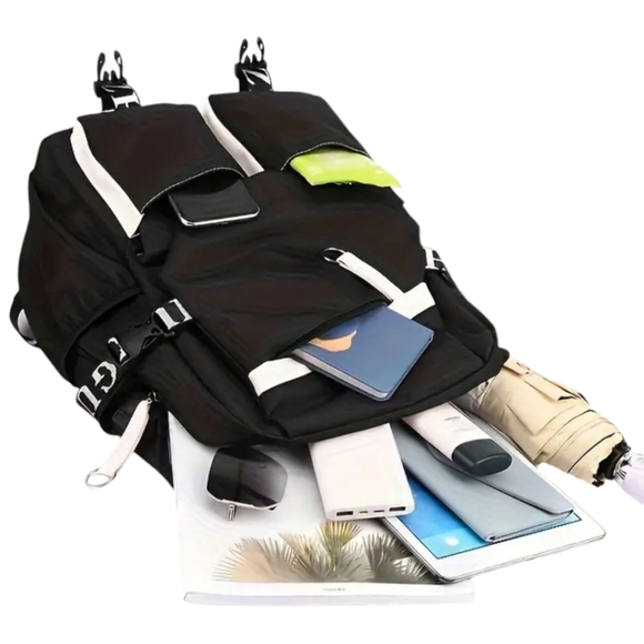 HELLO KITTY Limited Edition Large Black Backpack With Pink Pom Pom Keychain - Picture 2 of 7